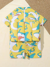 Floating Short Sleeve Shark Print Swimsuit